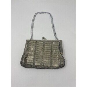 Vintage La Regal Beaded Purse Evening Bag Silver Made in Hong Kong